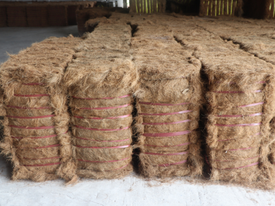 Soft and resilient mattress fibre made from coir, offering excellent support and comfort for bedding products